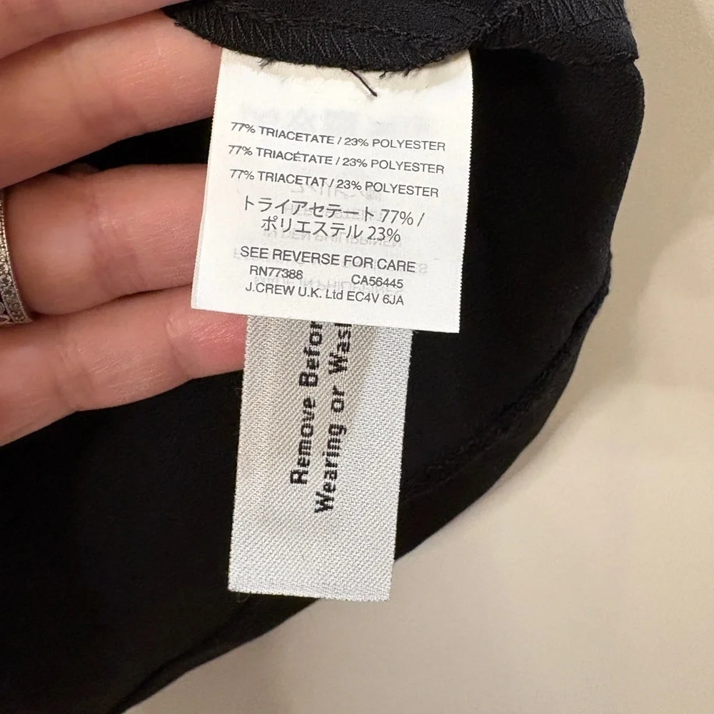 J. Crew Black Satin Blouse with Puff Sleeves & Back Keyhole 6